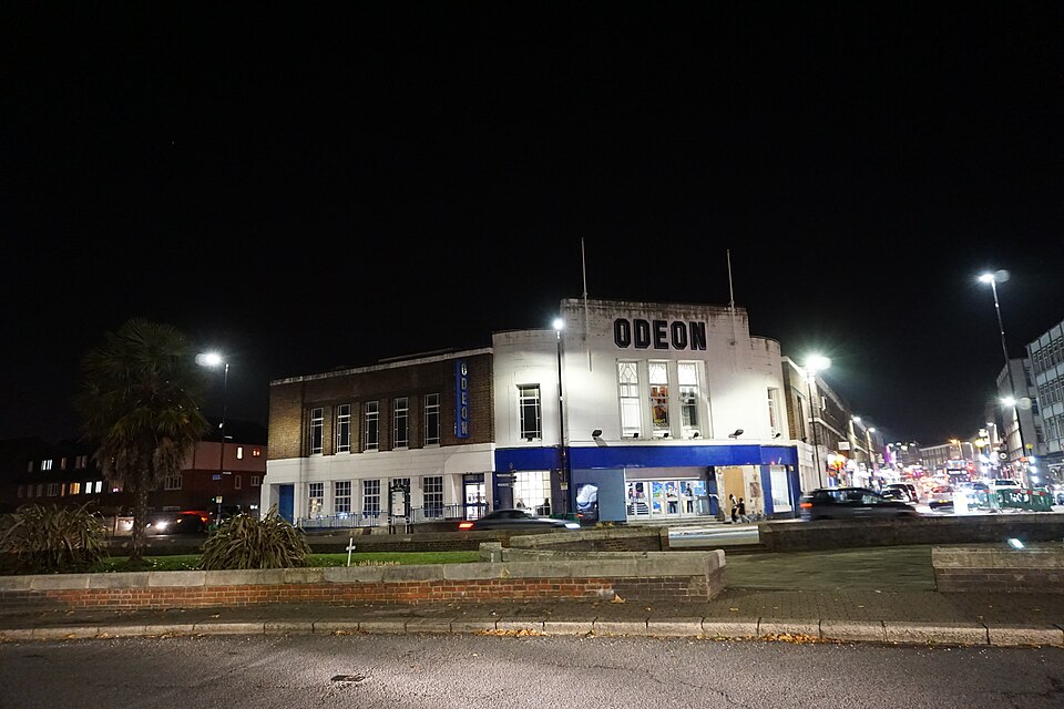Cinema building exterior for off-screen advertising